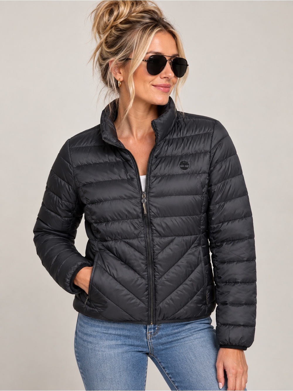 Timberland Women’s Packable Lightweight Puffer Jacket Black M NWT